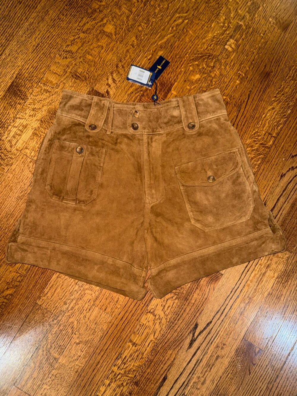 NWT Polo Ralph Lauren Premium Suede Ghurka Cargo Shorts - Brown - Size 6